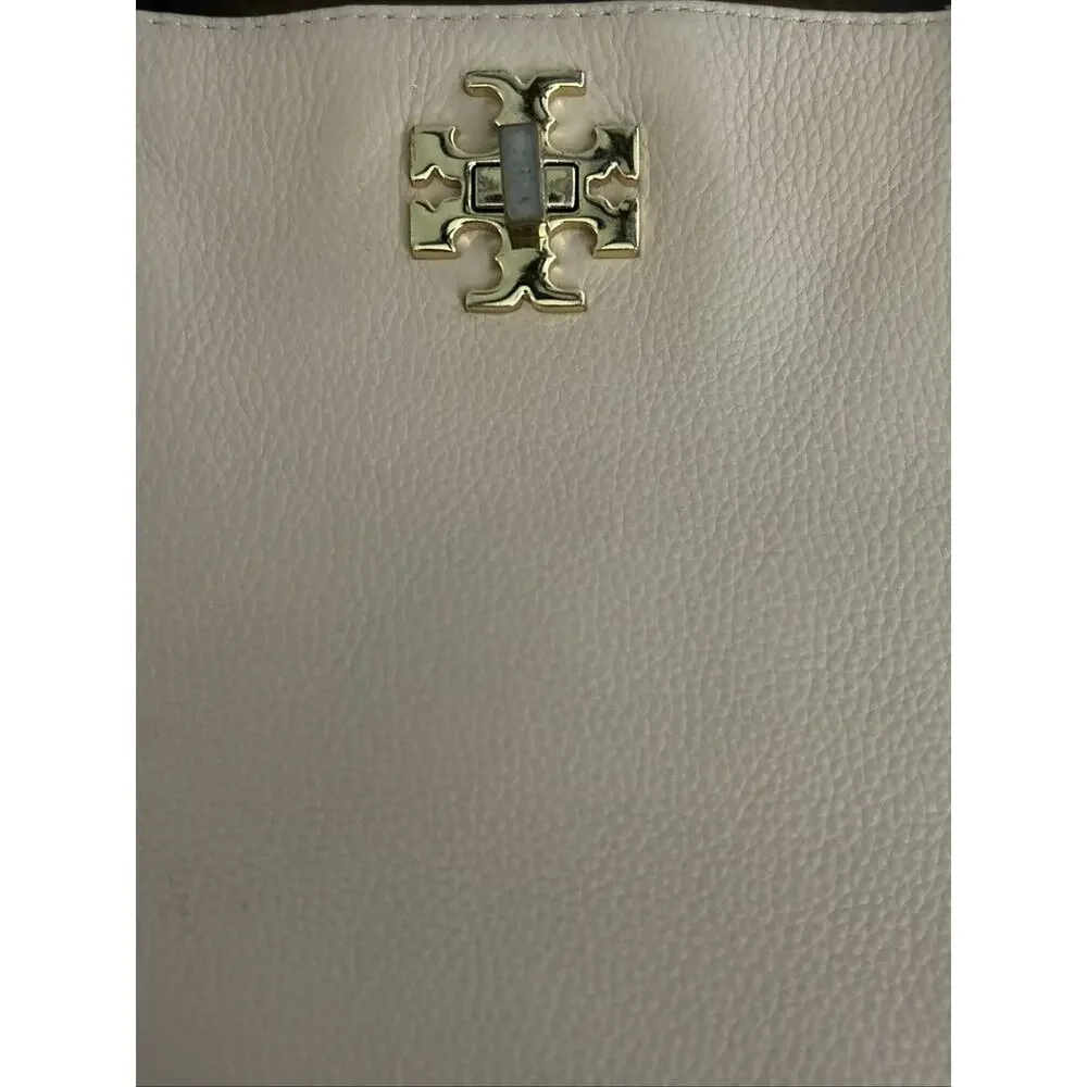 Tory Burch Britten Pebbled Leather Tote Bag Gold Chain Shoulder Bag Petal Pink